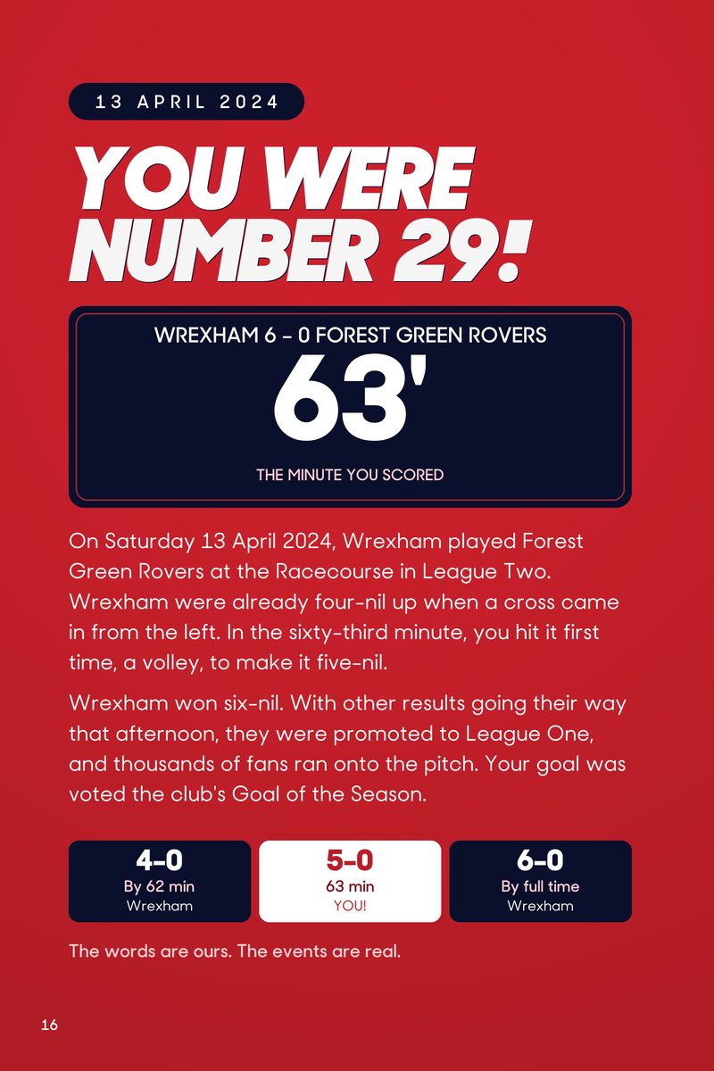 Historic Moments: Wrexham v Forest Green Rovers, Book 9. Personalised edition (sample name), page 16