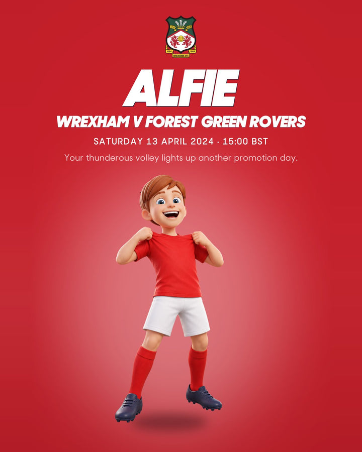 Historic Moments: Wrexham v Forest Green Rovers, Book 9. Personalised edition front cover with a sample name and avatar