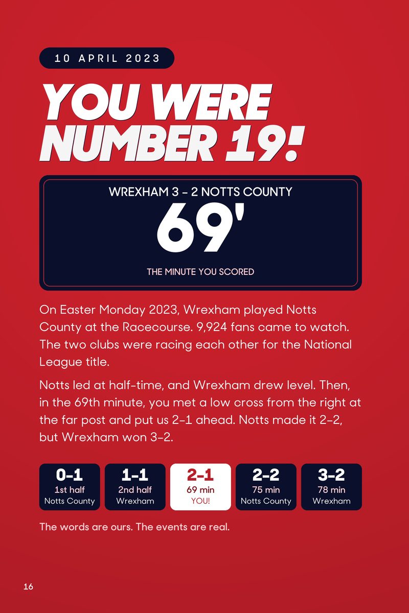 Historic Moments: Wrexham v Notts County, Book 10. Personalised edition (sample name), page 16
