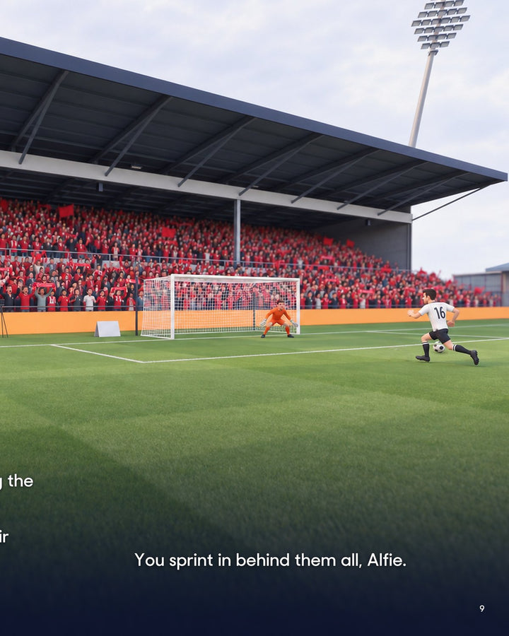 Historic Moments: Wrexham v Notts County, Book 10. Personalised edition story spread with a sample name in the text