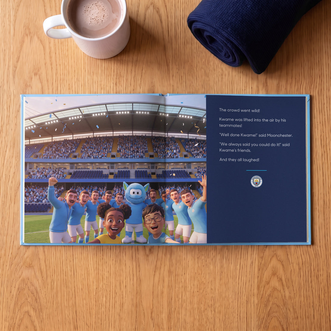 Manchester City FC Personalised Storybook — Celebrating with Moonchester and the team