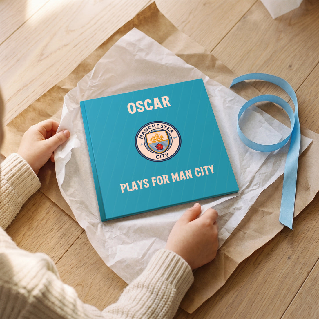 Manchester City FC Personalised Storybook — Gift unwrapping