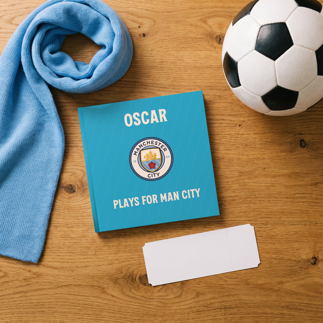 Manchester City FC Personalised Storybook — Matchday flat-lay