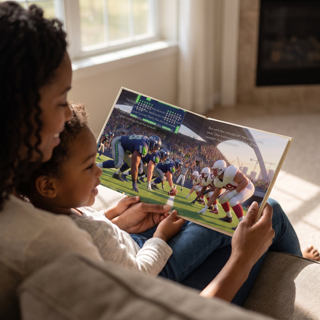 Seattle Seahawks Personalised Storybook — Their name on the jersey