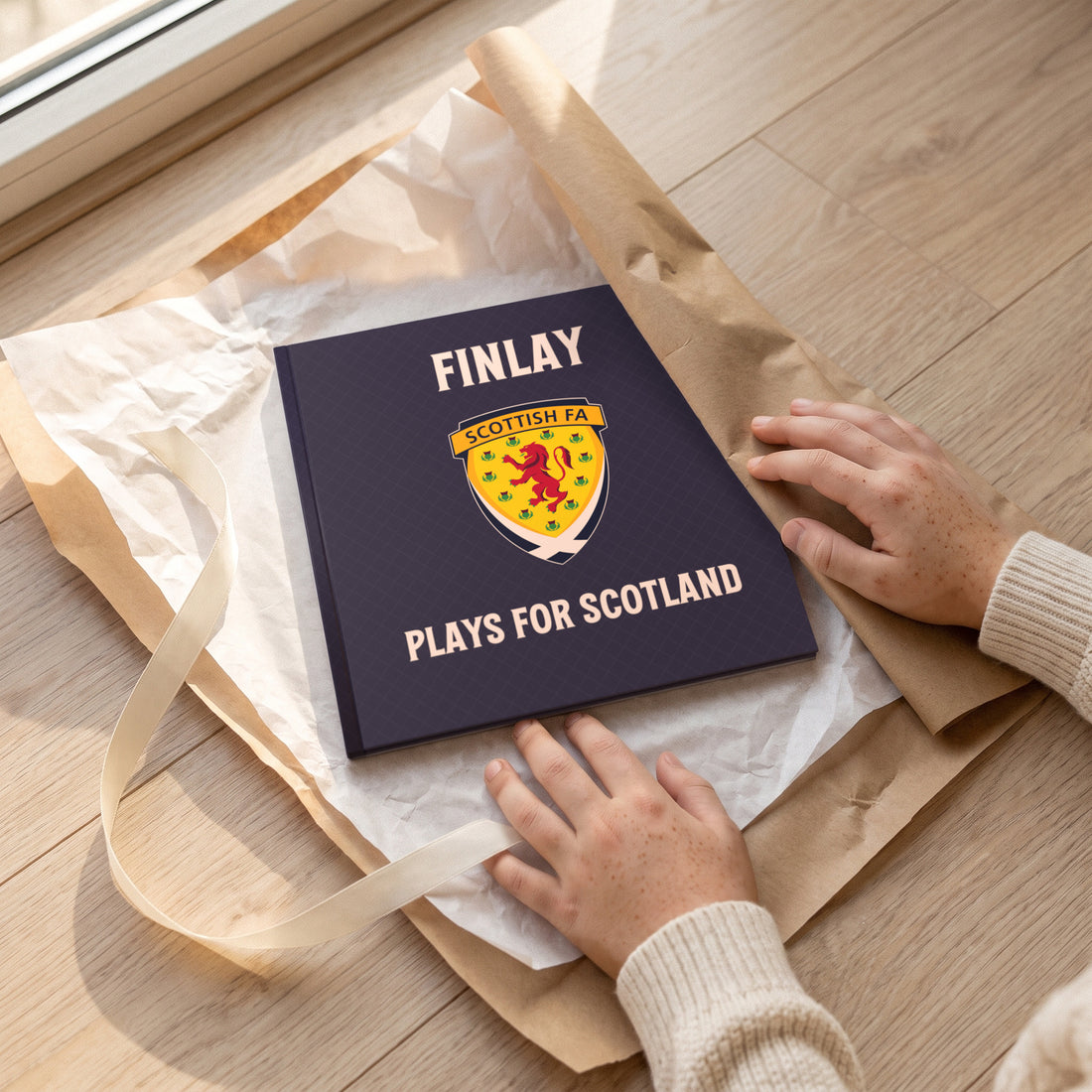 Scotland Personalised Storybook — Gift unwrapping
