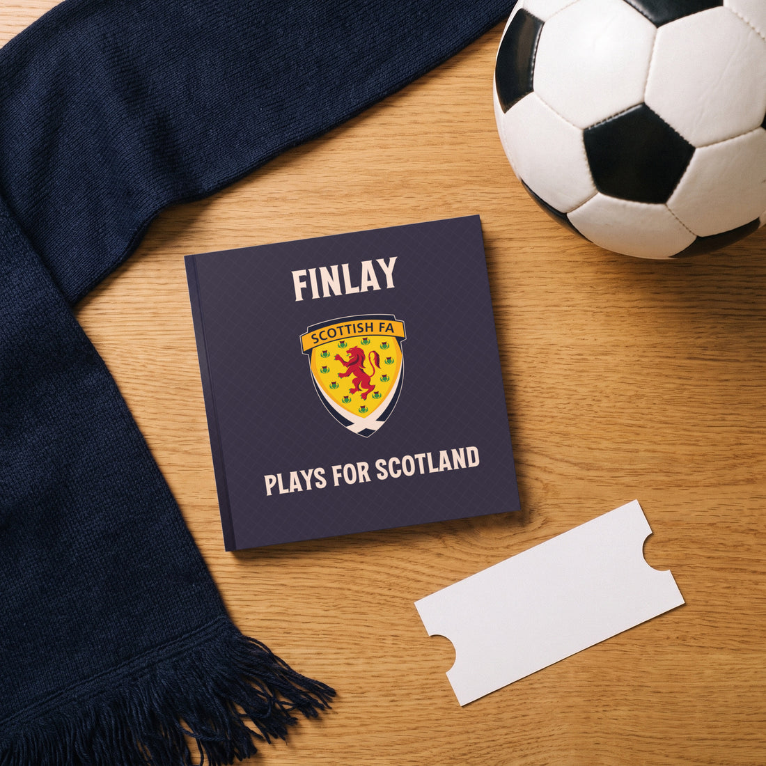 Scotland Personalised Storybook — Matchday flat-lay