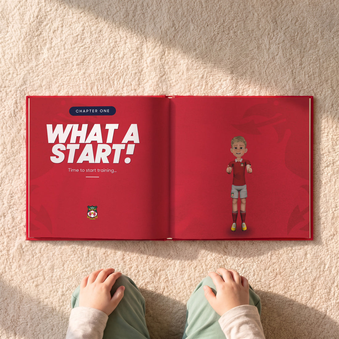 The Only Officially Licensed Wrexham AFC Personalised Children’s Book — Their hero, in the Wrexham home kit